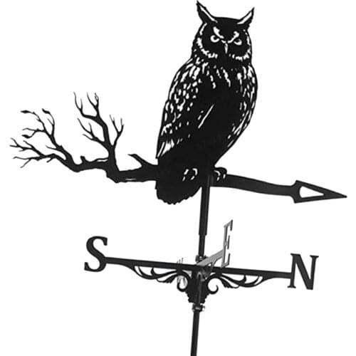 Iron Black Owl Shape Weathervane Weather Vane Outdoor Scene Decor Ornament