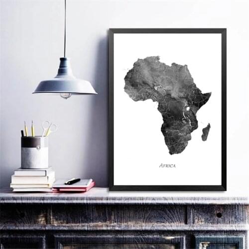 Africa Map Canvas Poster Black and White Wall Art Painting World Map Picture and Print for Home Room Decoration