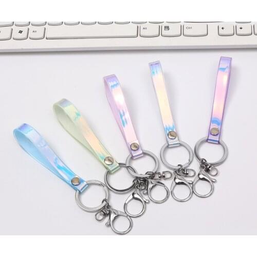 Laser Magic Color Leather Cord Lanyard Keychain Neck Strap for Car Bag USB Camera Pendant Hang Rope Mobile Phone Strap Accessory