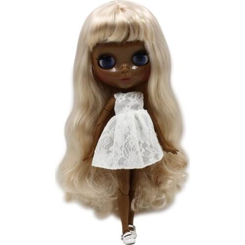 ICY DBS Blyth super black skin tone darkest skin black Romantic pink long curly hair joint body 1/6 30cm bjd dolls 280BL3139