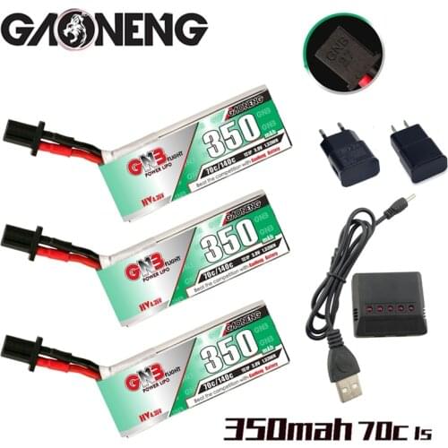 GAONENG HV Lipo Battery 3.8V 350mAh 70C 4.35V + Charger GNB27 Plug for RC Racing Drone DIY Accessories Replacement Spare Parts
