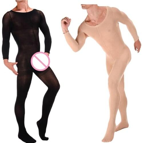 Men Bodysuit Sexy Strip High Elastic Hollow out Bar club Dance Party Transparent Bodystockings Male Sharpwear Body Stocking