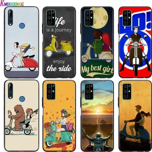 Soft Black Cover Vespa Scooter For Honor 30 30S V30 V20 9N 9S 9A 9C 20S 20E X10 20 7C Lite Pro Plus Phone Case