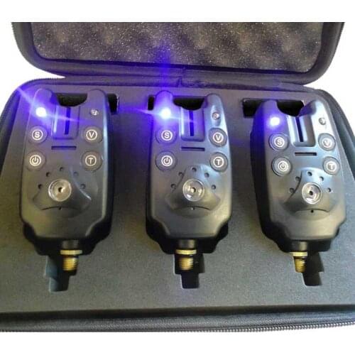 3Pcs Fishing Bite Alarms Set LED Light Sound Biting Indicators Fish Finders Tool Electronic Fishing Alarm