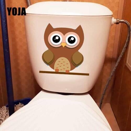 YOJA 22.9X23.1CM Cartoon Owl Pattern Wall Sticker Bedroom Home Decor Toilet Seat Decal T5-0634