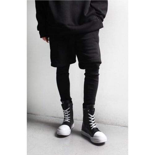 New layered fake two piece Leggings casual pants slim fit yuppie Style Mens pants mens version