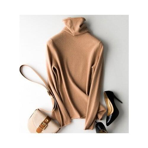 Autumn and Winter New Pile Collar Sweater Womens Short Pullover Slim Fit Inner Cashmere Sweater Bottomed Sweater High Collar