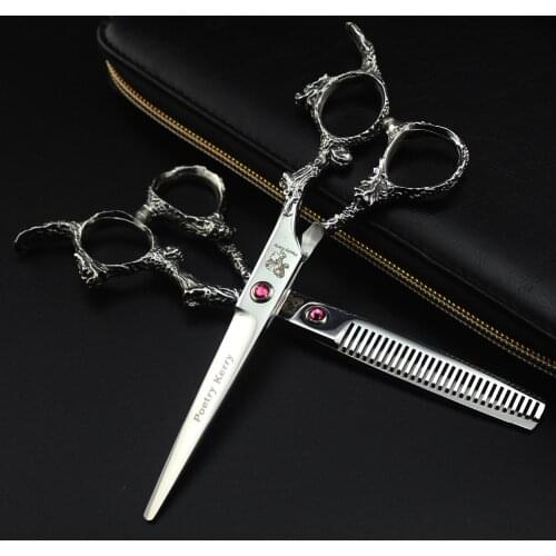 "Dragon Handle Hairdressing Scissors Trimming Hair Hair Salon Special Scissors Senior Hairdresser Scissors 6.0 Inch PK Silver"