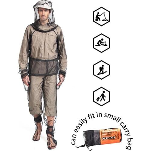 Outdoor Adventure Camping Trekking Clothing Mesh 4 Piece Suit Fishing Anti-mosquito-bite Anti-bee Pants Gloves Foot Covers -40