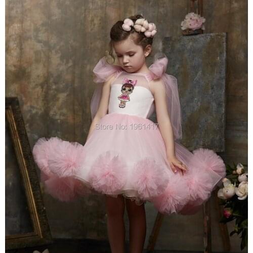 Pink Lovely Flower Girls Dresses For Wedding tutu Gowns Little Child Formal First Holy Communion Party Dresses
