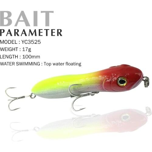 Fishing Lures 100mm 17g Top Water Floating Popper Fishing Lure 3D Eyes Quality Professional Fishing Tackle Crank Bait