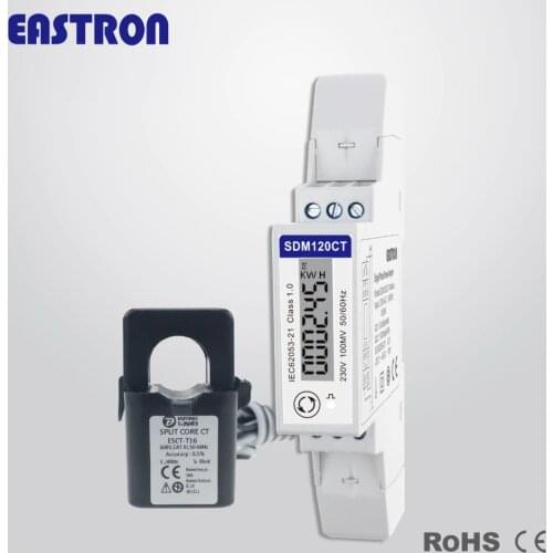 SDM120CT-MV+TU36 600A/0.1V CT,1 phase 2 wire, 230V, RS485 Modbus, Measure kwh,kvarh,U,I,P,Q,PF,Hz,dmd, DIN rail energy meter