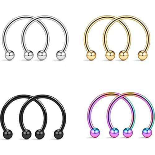 Utimtree 8PCS/lot 16G Surgical Steel Nose Septum Horseshoe Hoops Earring Eyebrow Tragus Lip Piercing Body Jewelry