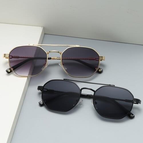 JackJad 2021 Fashion Polygon Metal SteamPunk Style Gradient Sunglasses Double Beams Vintage Classic Brand Design Sun Glasses 257