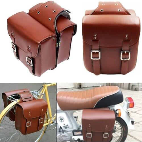 Brand new Motorcycle motorbike Saddlebags Side Tool Bag PU Leather Luggage Saddle Bag Pouch