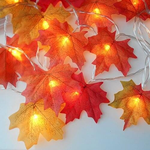 Battery/USB Led Maple Leaves Garland String Light Thanksgiving Decorations Waterproof Fall Garland Lights for Patio Window Decor