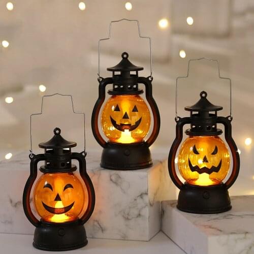 Pumpkin Skull LED Halloween Pony Lanterns Oil Lamp hanging Ornaments Decor Prop Creative Holiday Bar Party Light Oil Lamp Prop