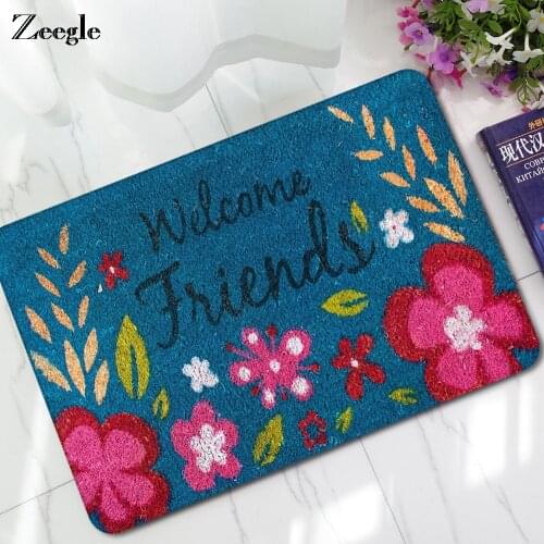 Zeegle Flower Pattern Welcome Doormat Outdoor Entrance Mats Anti-slip Kids Room Carpet Bedside Rugs Floor Mats Bathroom Carpets