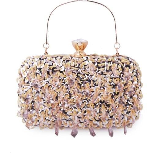 Women Diamond Wedding bride Shoulder Crossbody Bags Gold Clutch Beaded Tassel Evening Bags Party Purse banquet Handbags
