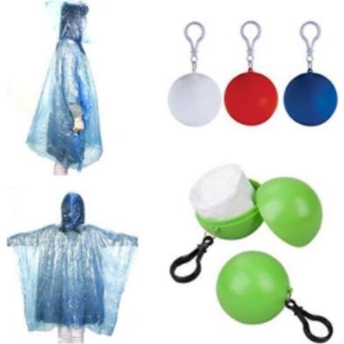 1Pc Colorful Portable Raincoat Disposable Portable Rain Jacket Poncho Unisex Rainwear Keyring Ball Key ring raincoat