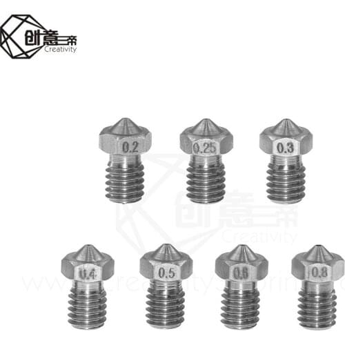 5pcs/lot E3D V5 V6 Stainless steel Nozzle 0.2/0.25/0.3/0.35/0.4/0.5/0.6/0.8mm 1.75mm Filament Threaded Brass 3D Printers Parts