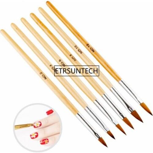 50sets Wood Nail Art Brush No. 2/4/6/8/10/12 UV Gel Carving Pen Brush Liquid Powder DIY Beauty Nail Drawing F3257