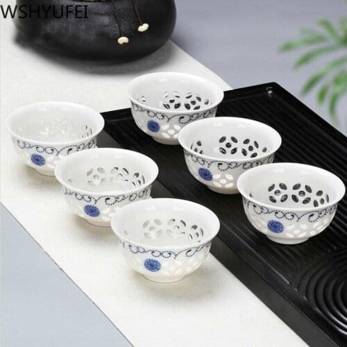 6pcs/lot 30ml transparent small teacup ceramic tea art master teacup small glass accessories tea set drinking utensils