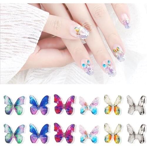 6PCS Nail Charm Fashion DIY 3D Resin Butterfly Nail Jewelry Nail Art Decoration DIY Charm Manicure Decorations for Women