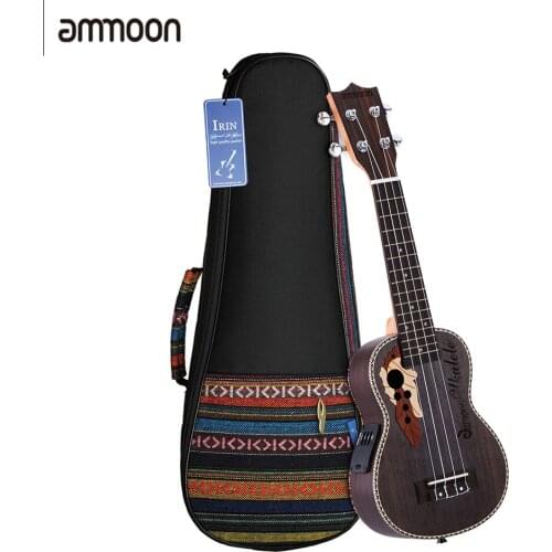 Ammoon Spruce 21" Acoustic Ukulele 15 Fret 4 Strings Stringed Musical Instrument with Built-in EQ Pickup / Ukulele Bag