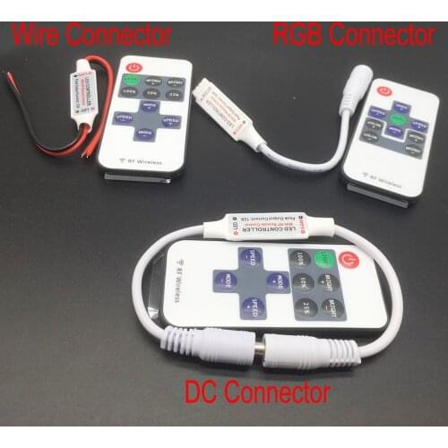 LED Strip Controller DC 12 24 V DC Wire Connector 11key RF Wireless Controller For RGB Single Color LED Strip remote control