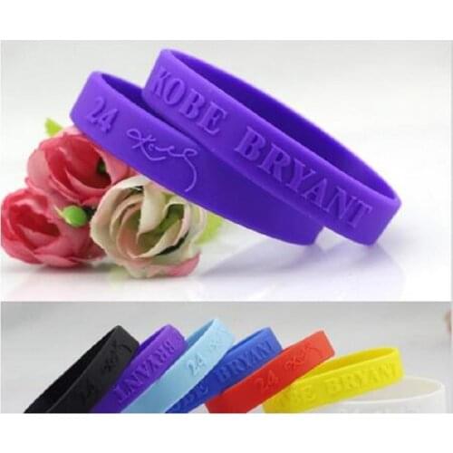 Wholesale wristbands black bule sport basketball silica gel hand circle the lakers KOBE signature hand circle bracelet