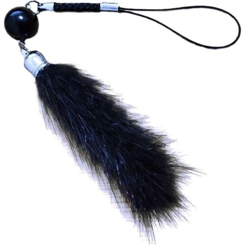 32 Color Mink Fur Key Chain Colorful Beads Tail Key ring Mobile Phone Pendant Handmade Gifts Fur Brand Charms Mini Car Key rings