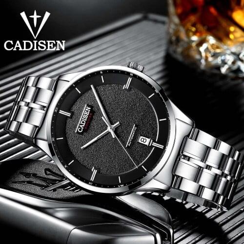 CADISEN Original Brand Watch Men date Automatic Self-wind Stainless Steel 5atm Waterproof Business Men Wrist Watch Timepieces