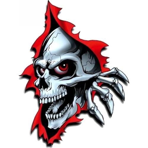 Skull and Paw Come Out From The Hole 3D Car Sticker Funny Colorful Auto Automobile Decals,13*17cm