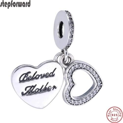 DIY Hot Sale Silver Jewelry Gift 925 Sterling Silver Beloved Mother Hanging Charm Fit European Snake Bracelet