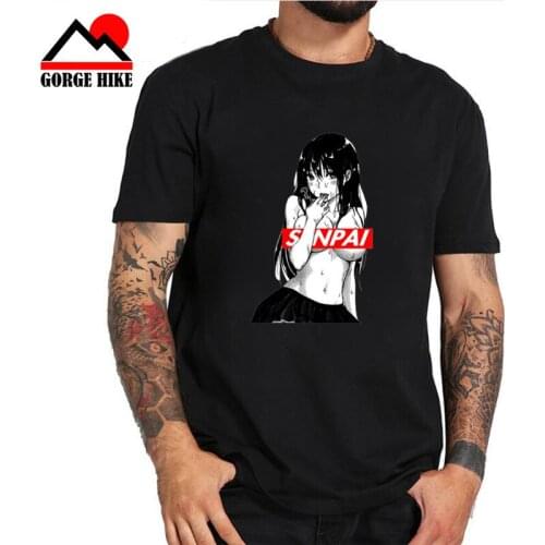 Japanese Mens Anime Senpai Girl Nerdy Cotton T-shirt Sexy Manga Waifu Kawaii Streetwear Tee Cotton Tshirt Unisex tops Clothes