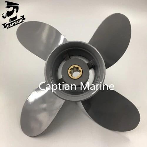 Captain Propeller 4 Blade 9 1/4X10 Fit Honda and Yamaha Outboard BF8D BF9.9D BF9.9 BF15A BF15D BF20 8 Splines 58134-ZV4-010AH