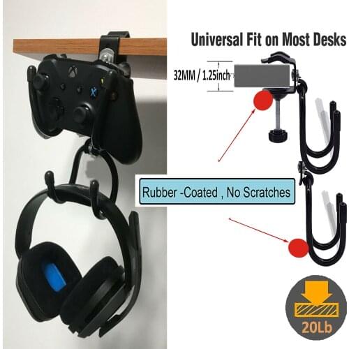 2 in 1 Game Controller & Headphone Hook Hanger Holder , Under Desk Design Mount