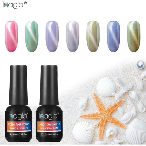 Inagla 10ml Shell Cat Eye Gel Nail Polish Nail Art Varnish UV LED Lamp Base Top Coat Semi Permanent Acrylic Lacquer