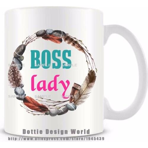 Boss lady 11oz Ceramic white coffee tea cup novelty funny travel mug DIY custom Personalized mugs Christmas gifts free shipping