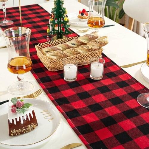 Mcao Buffalo Plaid Checkered Table Runner Trendy & Modern 100% Cotton Tablerunner Elegant Décor for Indoor&Outdoor Events TJ3965