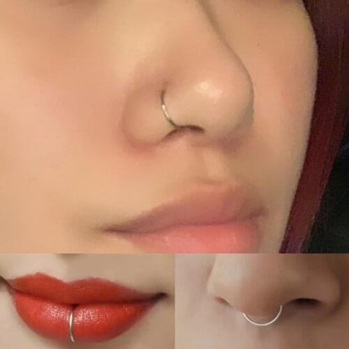 8/10mm Stainless steel Fake Nose Ring Septum Ring Hoop Cartilage Tragus Helix Lip Fake Piercing Cartilage Fake Earrings Hoop