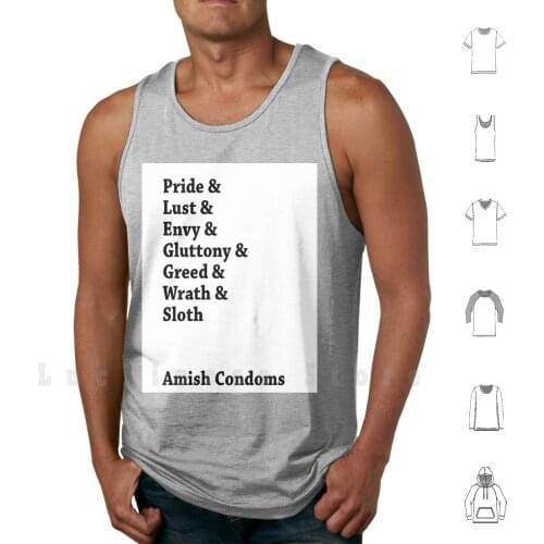Amish Condoms Tank Tops Vest Sleeveless Punk Rock Metal Techno Band Warped Tour