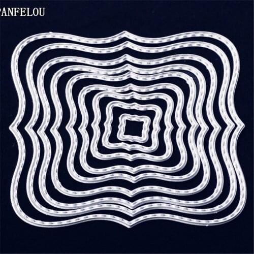 PANFELOU Metal craft Multilayer wavy rectangle paper die cutting dies for Scrapbooking/DIY Easter wedding Halloween cards