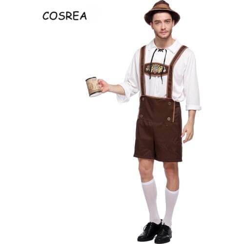 Adult Male Traditional German Mens Oktoberfest Costum Men German Beer Mens Costume Suspenders Shorts Oktoberfest Outfit