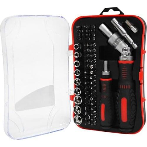 61 in 1 Ratchet Screwdriver Set with CR-V Bits, Sockets, Extension Rod, 72 Tooth Universal Ratchet Handle Household Repair Tool