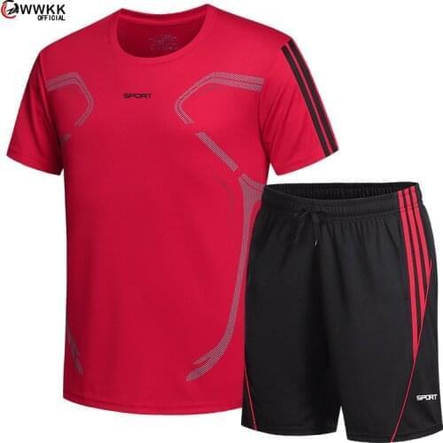 WWKK 2021 New Mens Tracksuit Summer Clothes Sportswear Two Piece Set T Shirt Shorts Track Clothing Male Sweatsuit Sports Suits