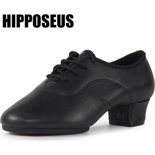 Hipposeus New Modern Dance Shoes Mens Latin/Salsa/Tango/Ballroom Dance Shoes PU/Canvas Low Heel Dancing Shoes for Men/Women