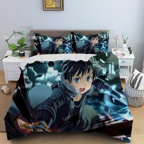 Sword Art Online Bedding Set Japan Anime Duvet Cover For Kids Adult Bedspread Home Textile Polyester Bed Cover Set Decoration