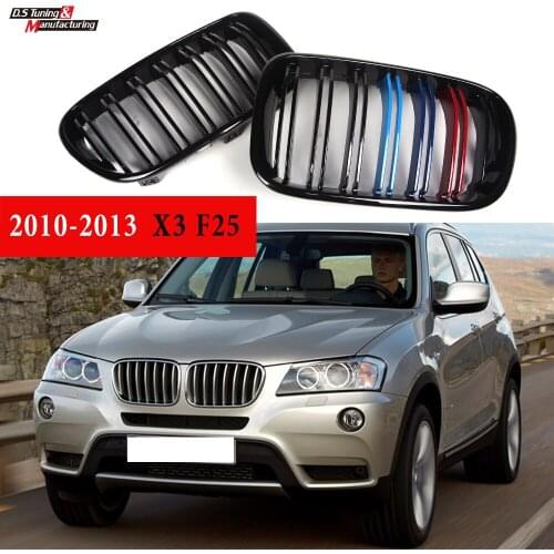 Double-Line Replacement Black Grille for BMW X3 2010 - 2013 (F25 pre-LCI) Great Fitment Gloss Paiting
